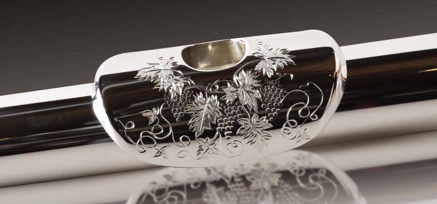 Engraved Design on Silver Flute Headjoint Embouchure