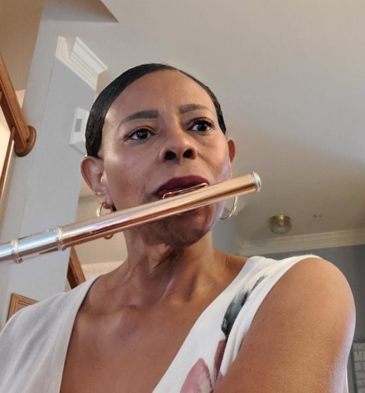 Zinnie with her Burkart Flute